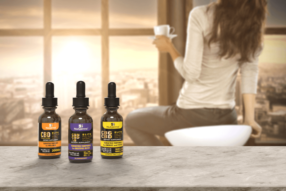NuQanna tincture bottles on counter